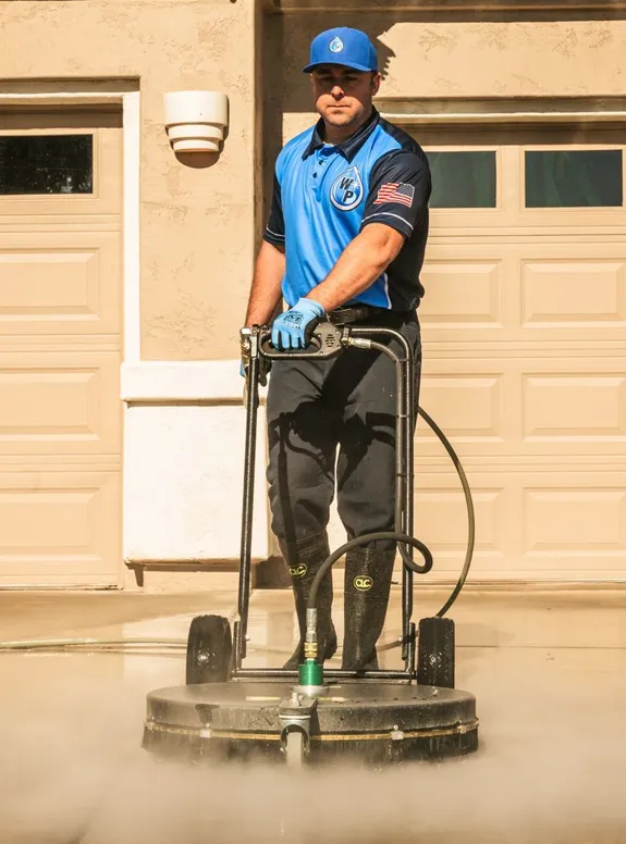 Wash Patrolman Steam Cleaning Concrete Driveway in Arcadia